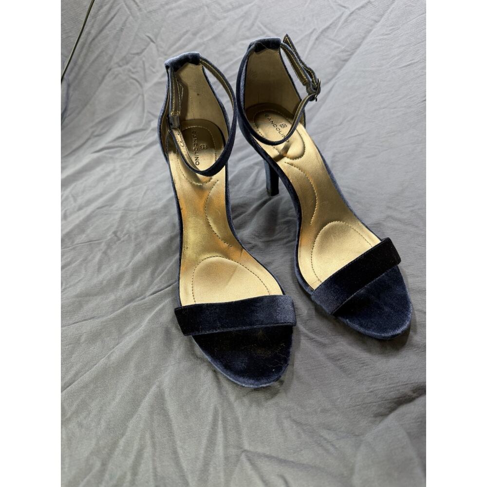 Bandolino Blue Crushed Velvet Heels Pumps Stiletto Women's 9M Ankle Strap